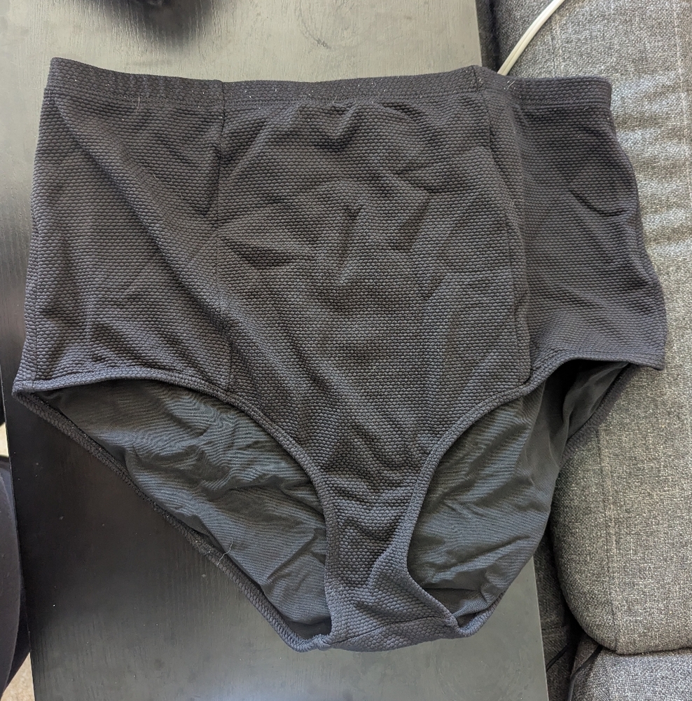 Torrid High-Waisted Black Textured Swim Bottom